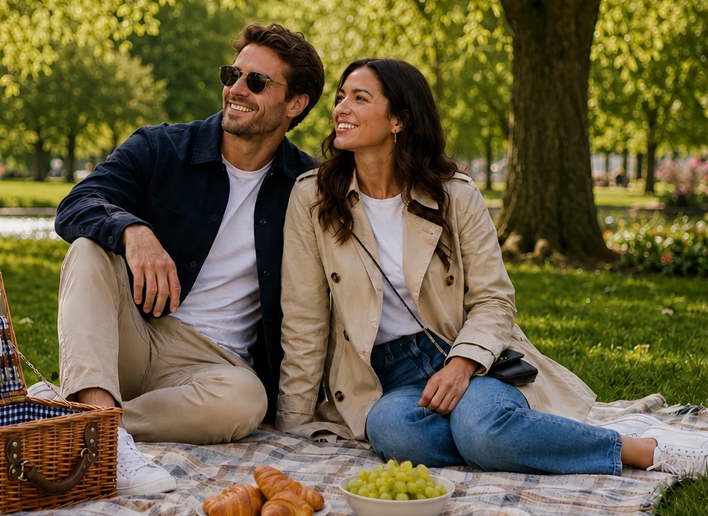 Couple enjoying a romantic Mystery Picnic in Camden and Primrose Hill for a London date day