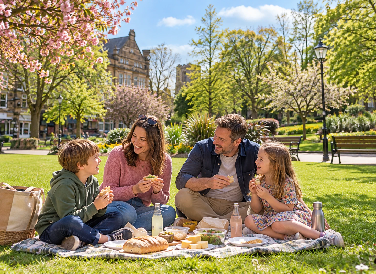 Family enjoying their Mystery Picnic together in Harrogate, North Yorkshire