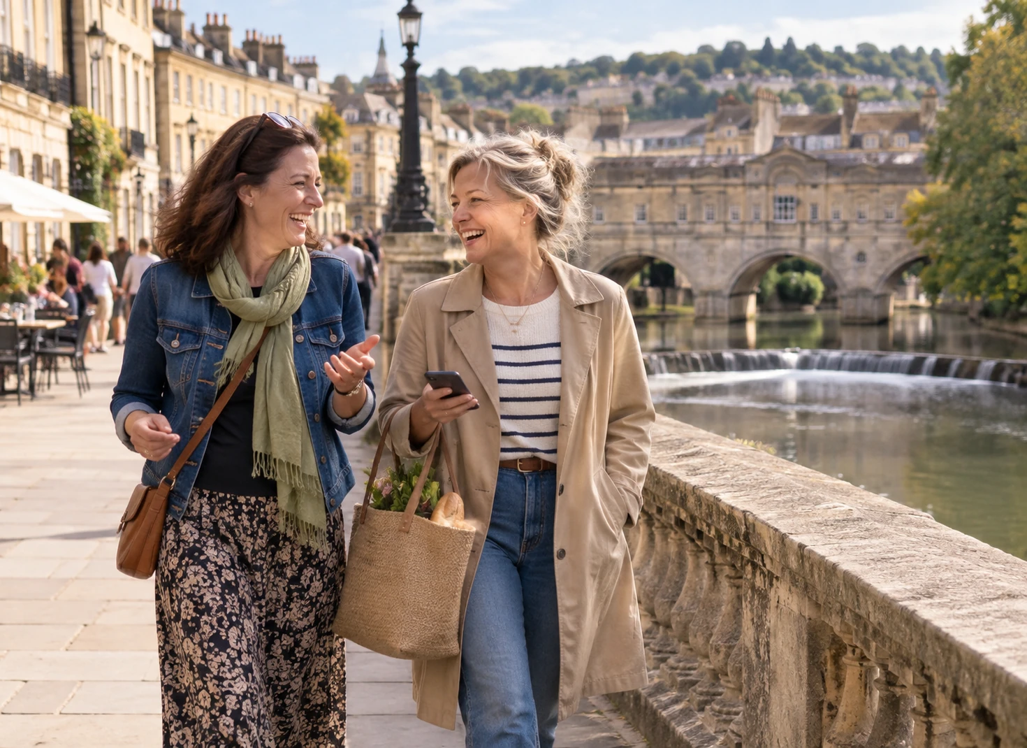 Two friends delighted to see each other before a Premium Mystery Picnic in Notting Hill